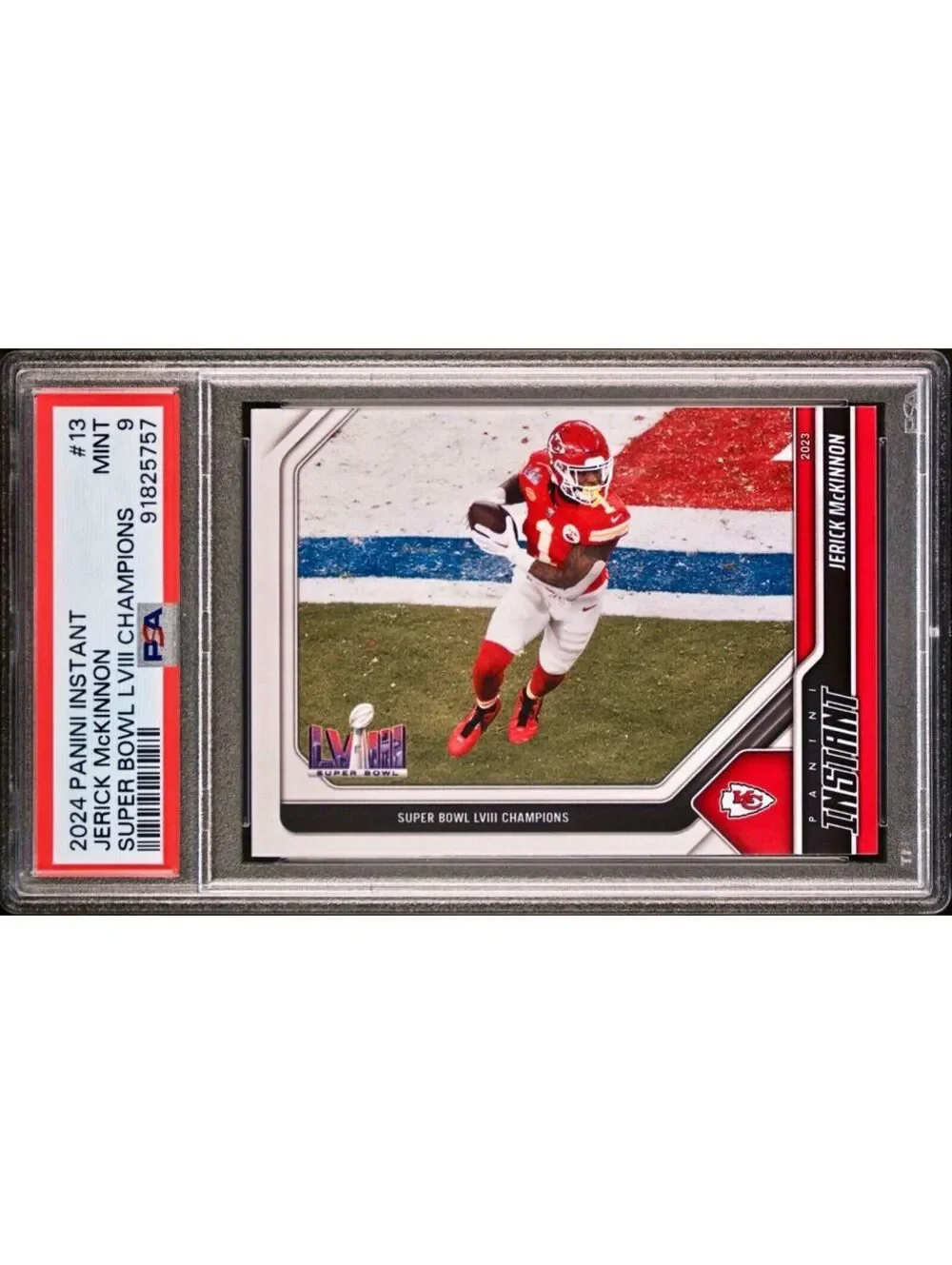 Jerick McKinnon 2023 Panini NFL Superbowl Champions #13 Card PSA 9 Mint